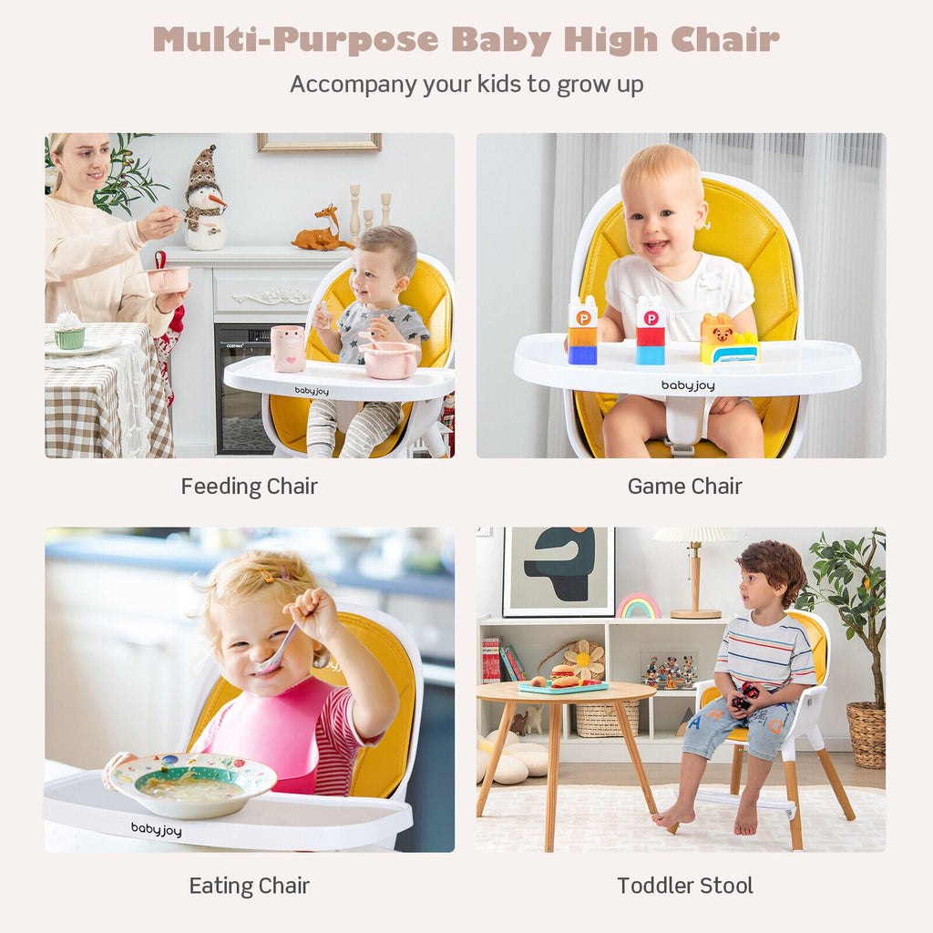 4-in-1 Convertible Baby High Chair Infant Feeding Chair with Adjustable Tray