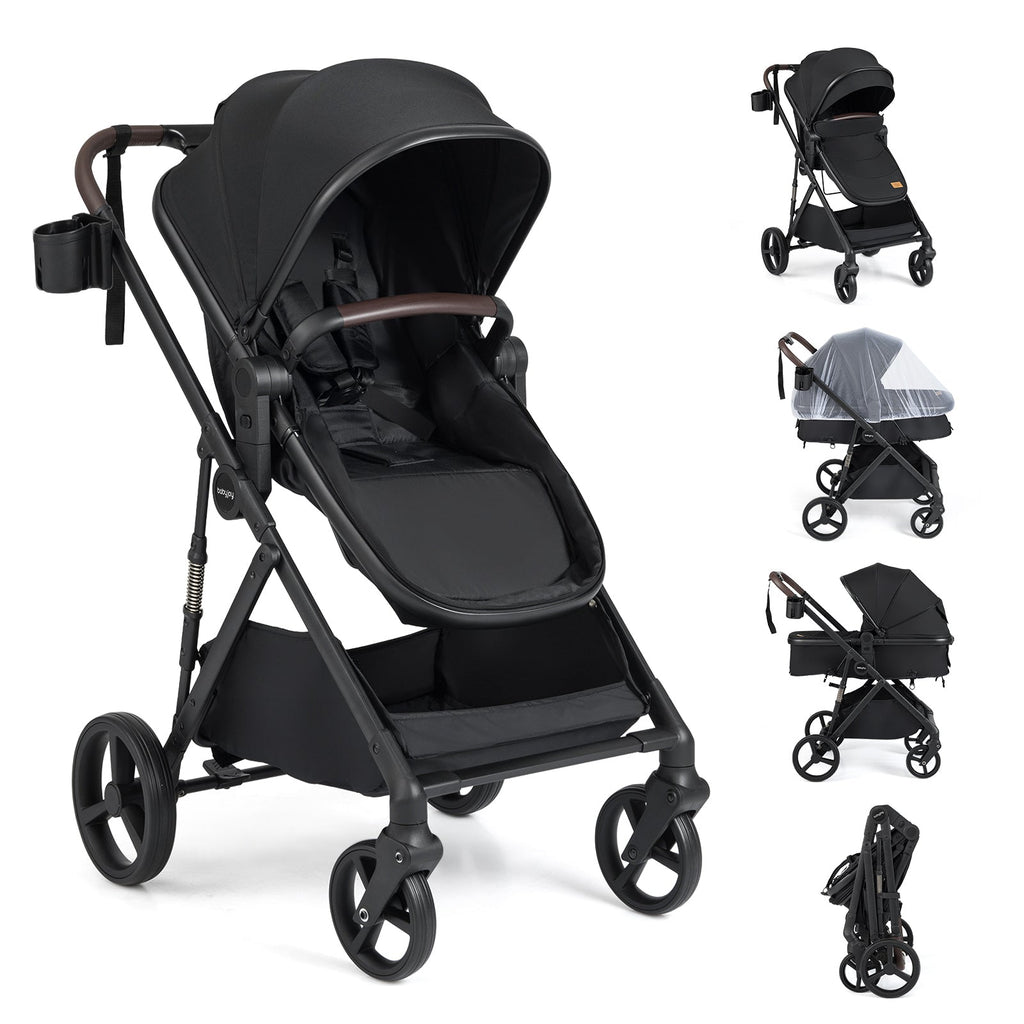 2 in 1 Baby Stroller with Bassinet Mode High Landscape with Reversible Seat and Canopy