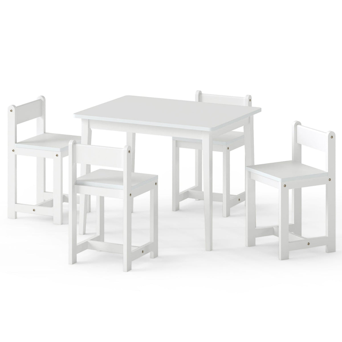 5-Piece Kids Table and Chairs Set Solid Rubber Wood Toddler Activity Table