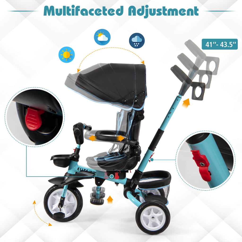 7-in-1 Detachable Baby Stroller with Canopy and Safety Harness