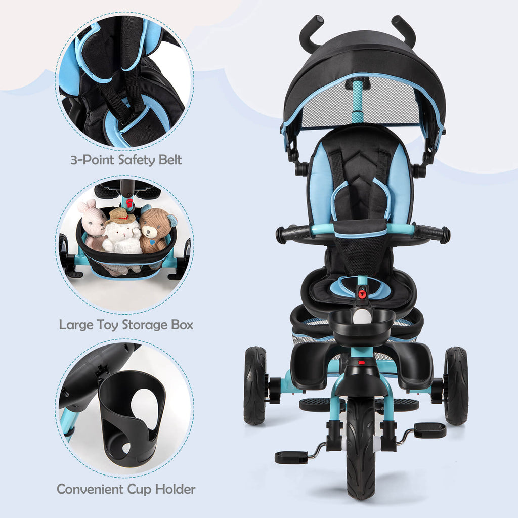 7-in-1 Detachable Baby Stroller with Canopy and Safety Harness