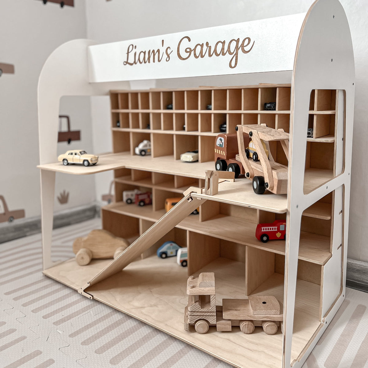 Toy Car Garage Storage - Natural