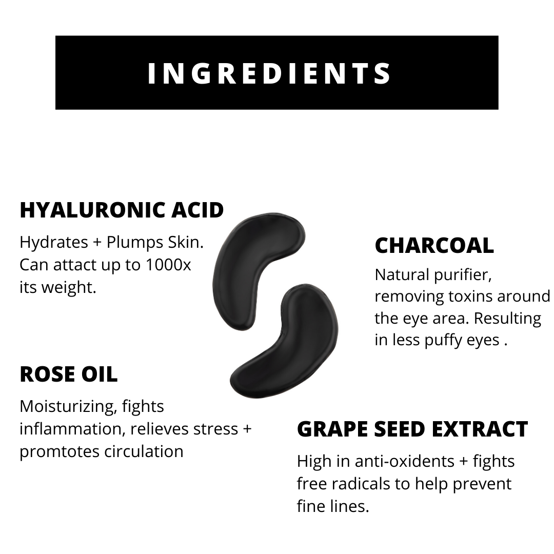 PURE SOL. Beauty  Wake Up Hydrogel Eye Mask Charcoal  + Hyaluronic Acid