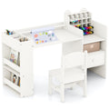Kids Art Table and Chair Set with Detachable Paper Roll Holder and Cabinet