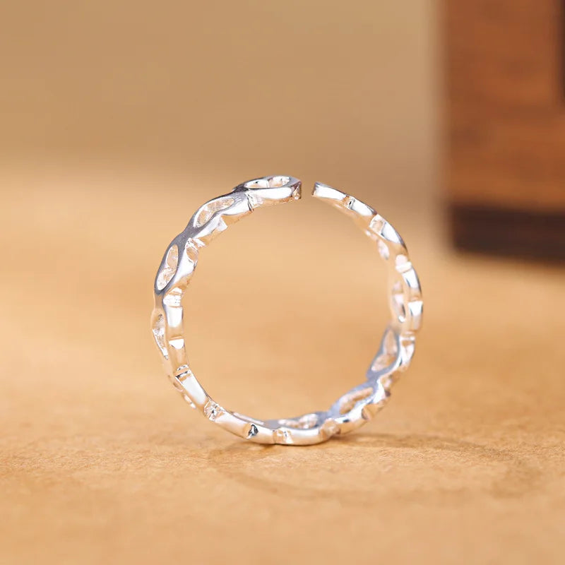 925 Sterling Silver Heart Adjustable Rings For Women Engagement Wedding Luxury Jewelry Accessories Jewellery