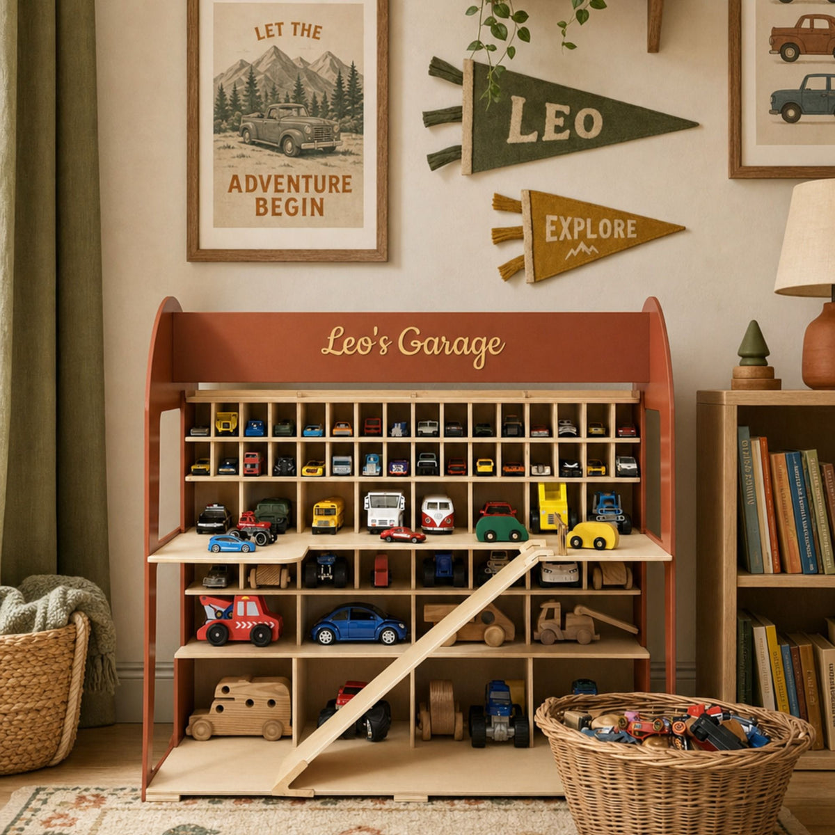 Toy Car Garage Storage - Natural
