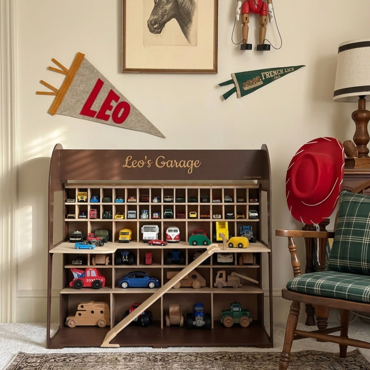 Toy Car Garage Storage - Natural