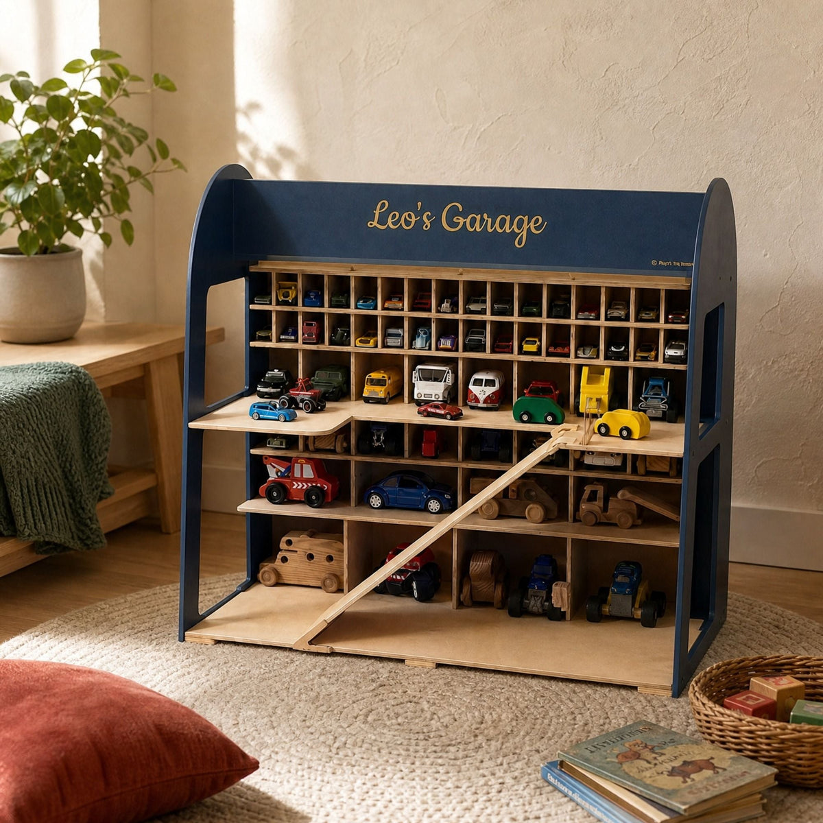 Toy Car Garage Storage - Natural