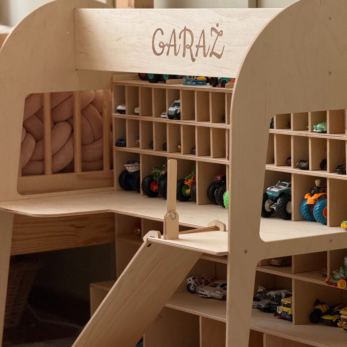 Toy Car Garage Storage - Natural
