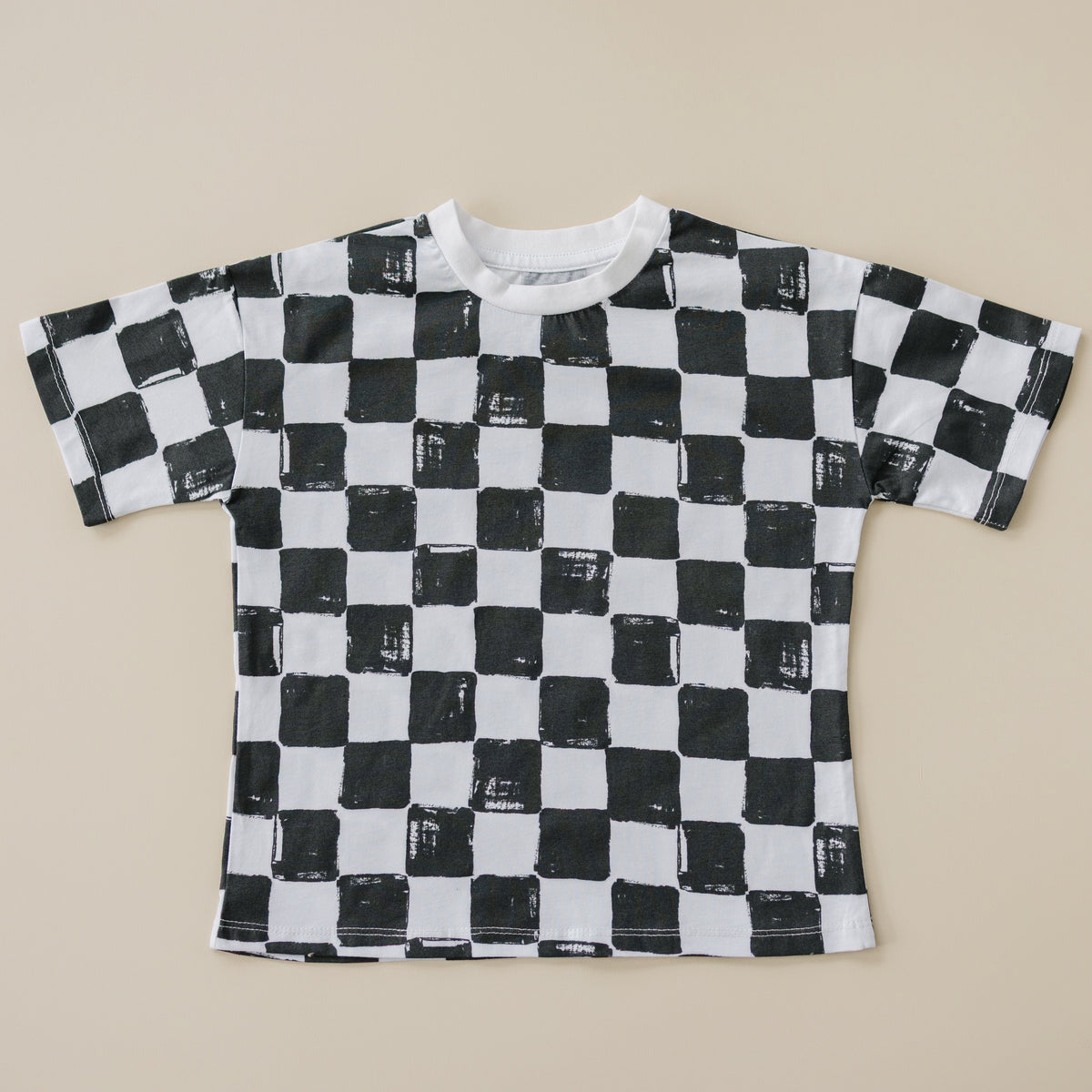 Organic Cotton Black & White Checkered Shorts Set