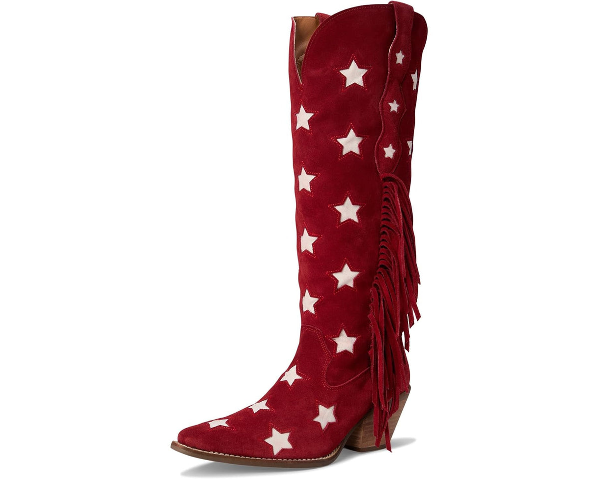 Womens Multicolor Western Boots With Pentagon Tassels