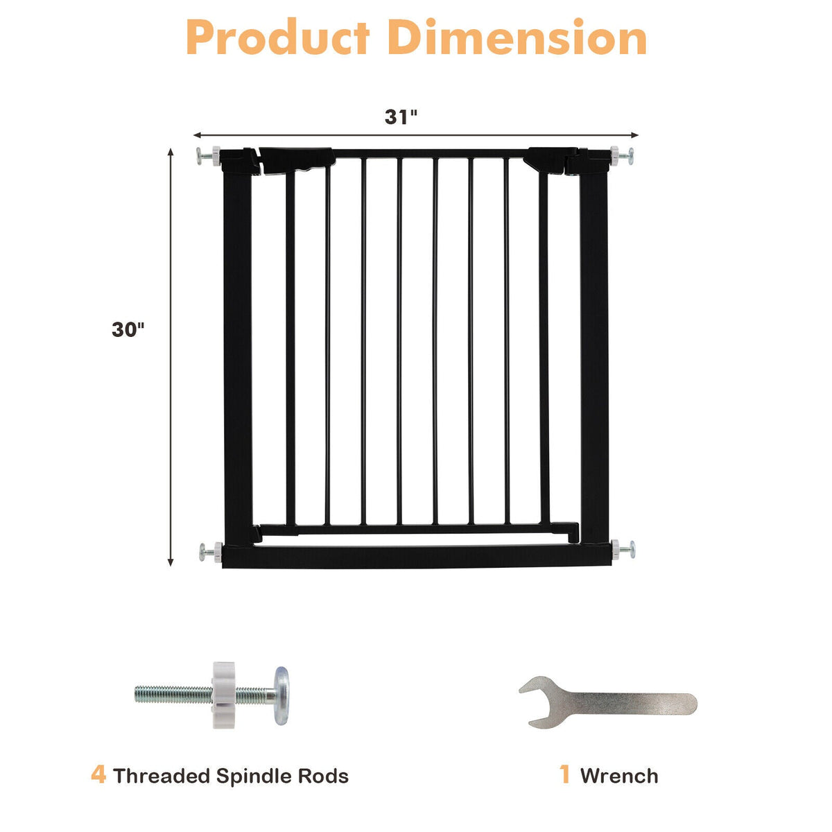 30-32.5 Inch Wide Safety Gate with 30 Inch Scientific Height