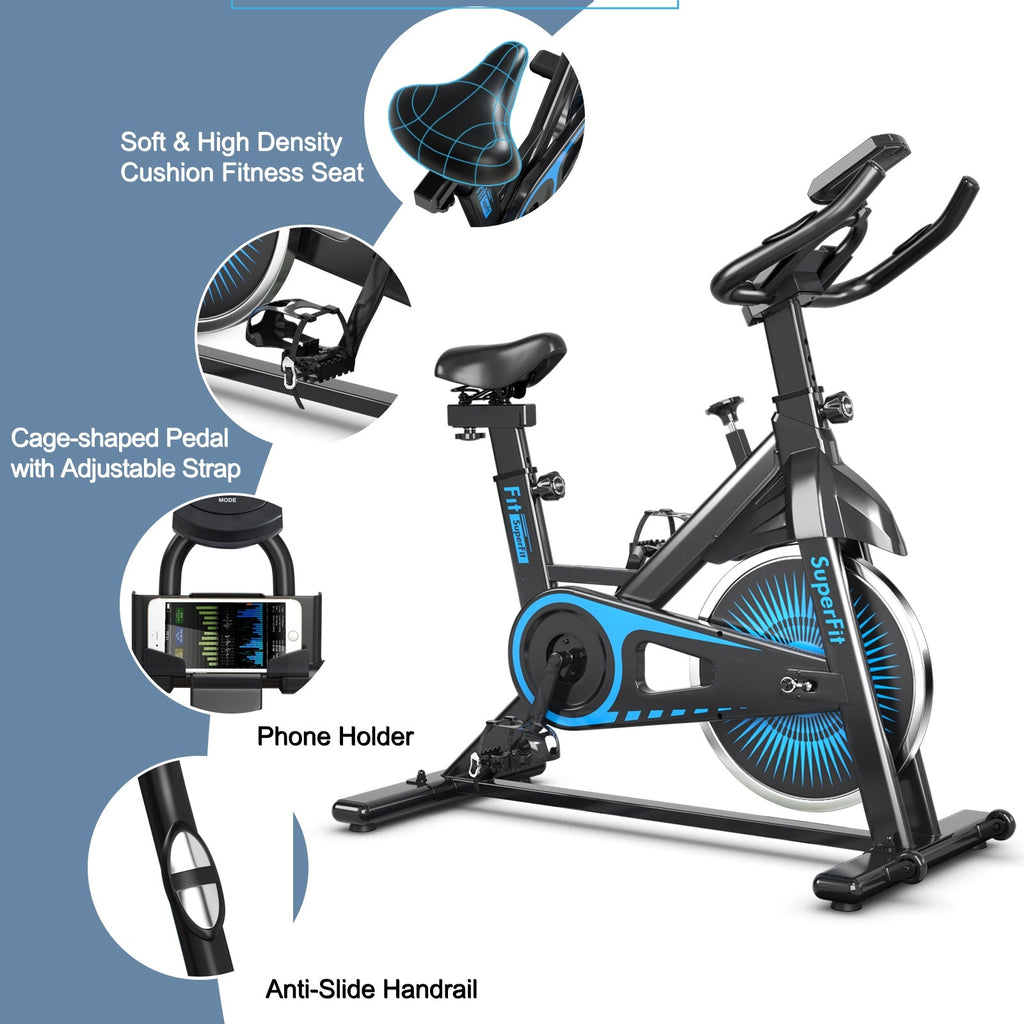 Indoor Silent Belt Drive Adjustable Resistance Cycling Stationary Bike