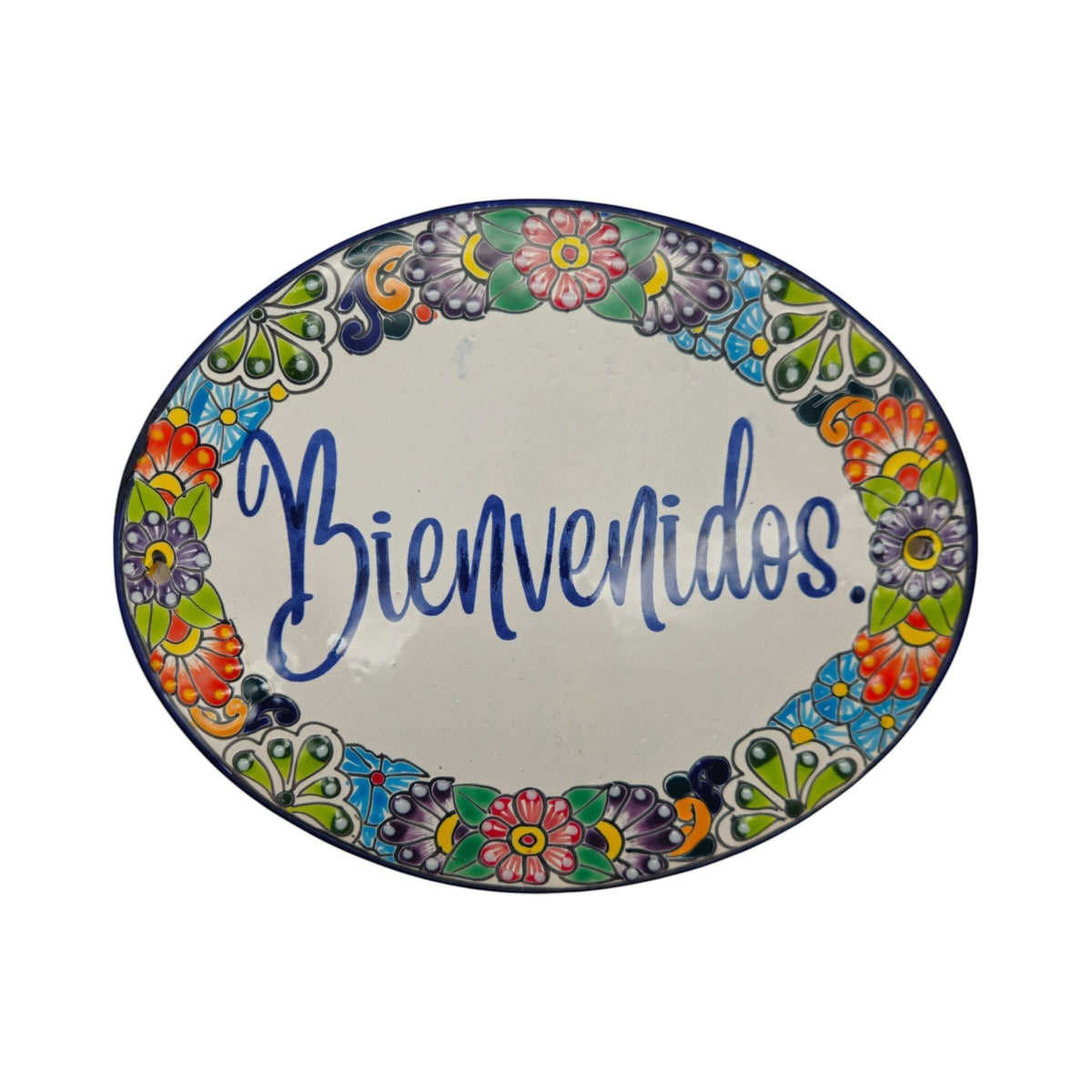 Talavera Bienvenidos Plaque | Hand-Painted Mexican Welcome Sign